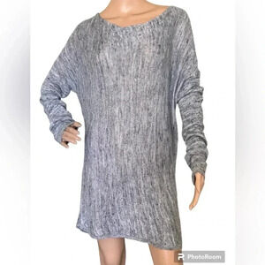 Vince Linen Blend Lagenlook Lightweight Longsleeve Slouchy Boatneck Sweater Sz L